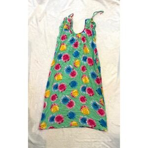 Vintage Style Floral Swing Dress Green Pink‎ Yellow Blue Ruffle Sleeveless Midi